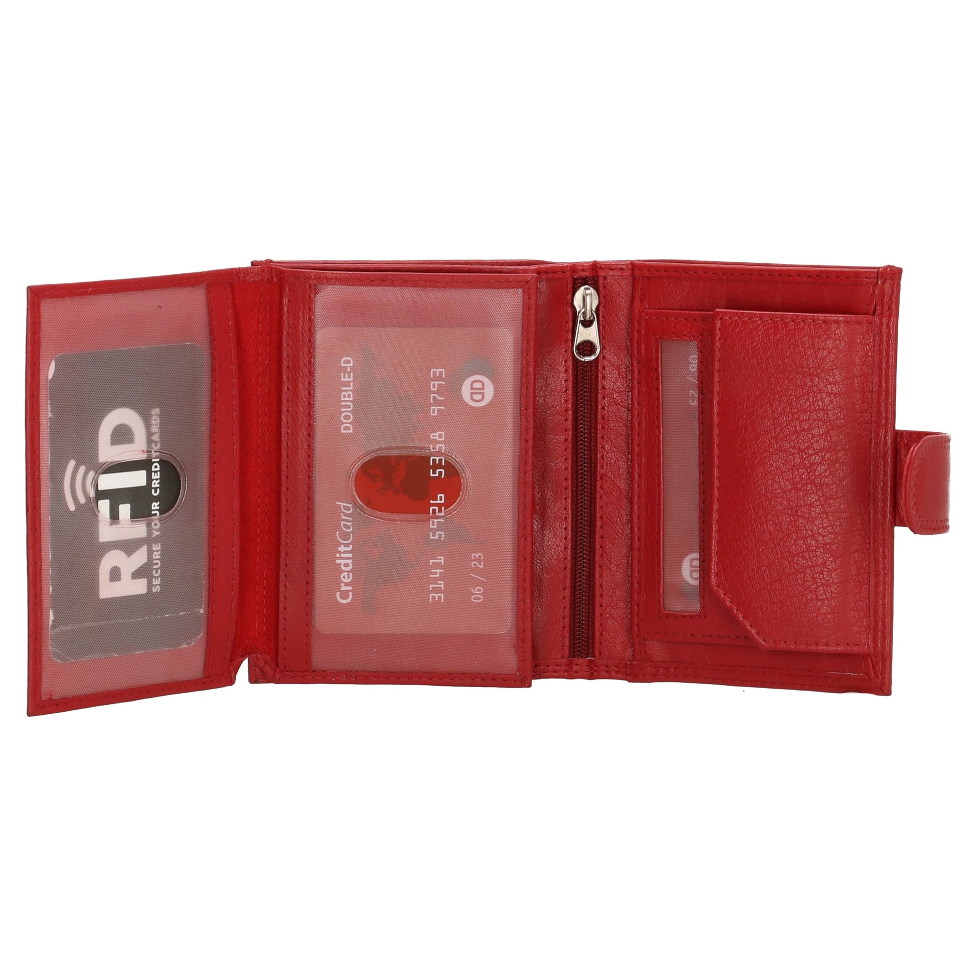 Lederbörse 9,5x12cm mit Riegel in Rot und RFID-Schutz - leder-accessoires.com