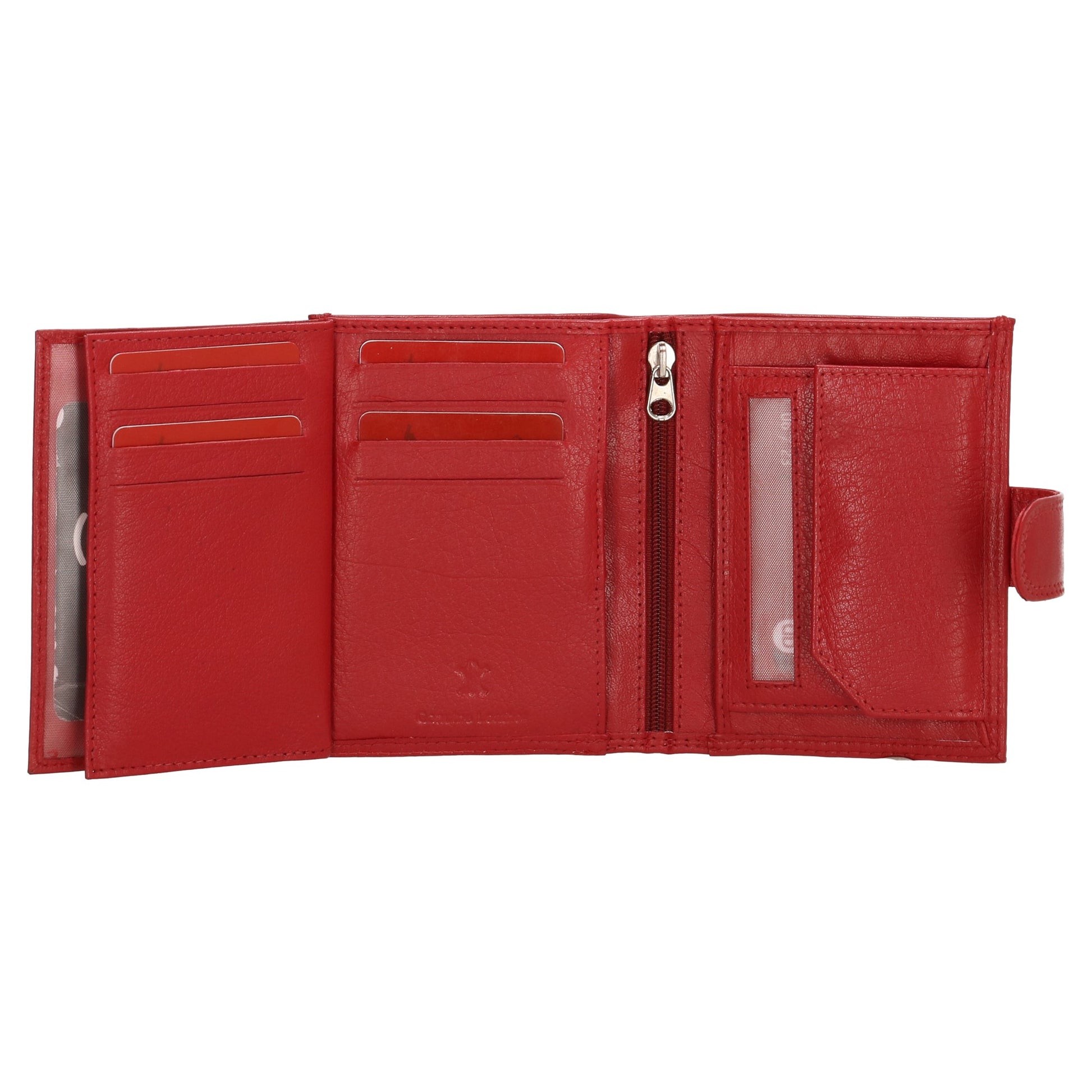 Lederbörse 9,5x12cm mit Riegel in Rot und RFID-Schutz - leder-accessoires.com