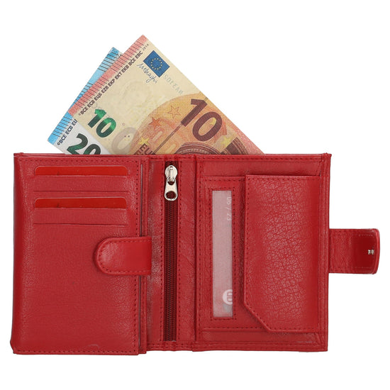 Lederbörse 9,5x12cm mit Riegel in Rot und RFID-Schutz - leder-accessoires.com