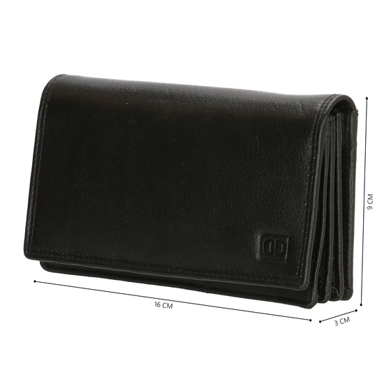 Lederbörse 16x9cm im Querformat in Schwarz mit RFID - leder-accessoires.com