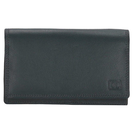 Lederbörse 16x9cm im Querformat in Blau mit RFID - leder-accessoires.com