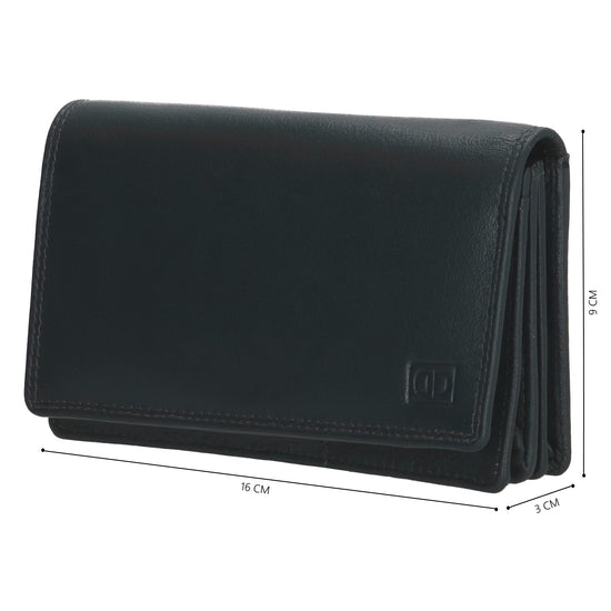 Lederbörse 16x9cm im Querformat in Blau mit RFID - leder-accessoires.com