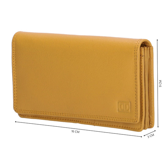 Lederbörse 16x9cm im Querformat in Gelb mit RFID - leder-accessoires.com