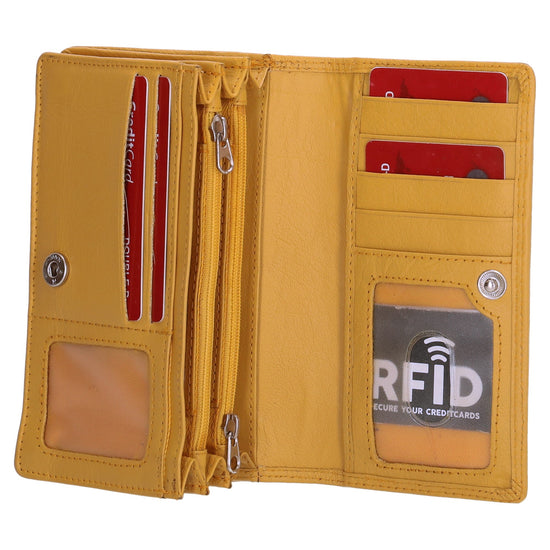 Lederbörse 16x9cm im Querformat in Gelb mit RFID - leder-accessoires.com