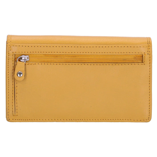 Lederbörse 16x9cm im Querformat in Gelb mit RFID - leder-accessoires.com