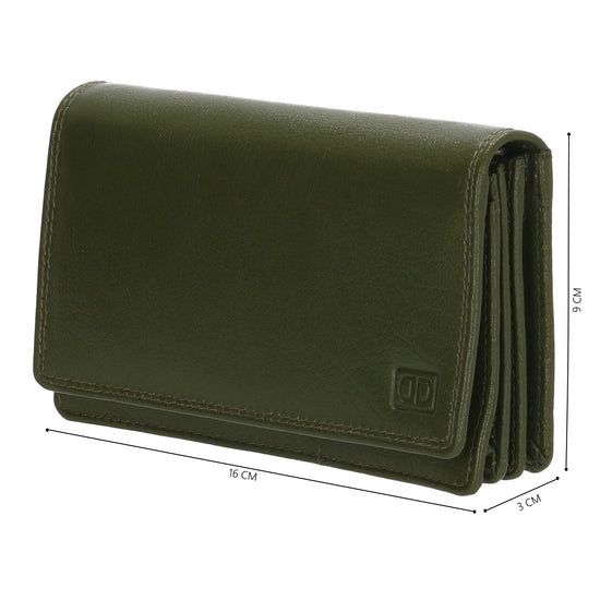Lederbörse 16x9cm im Querformat in Oliv mit RFID - leder-accessoires.com