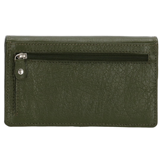 Lederbörse 16x9cm im Querformat in Oliv mit RFID - leder-accessoires.com