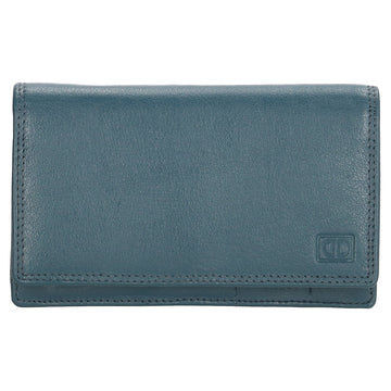 Lederbörse 16x9cm im Querformat in Jeansblau mit RFID - leder-accessoires.com