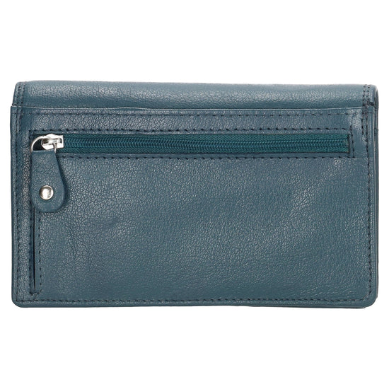 Lederbörse 16x9cm im Querformat in Jeansblau mit RFID - leder-accessoires.com