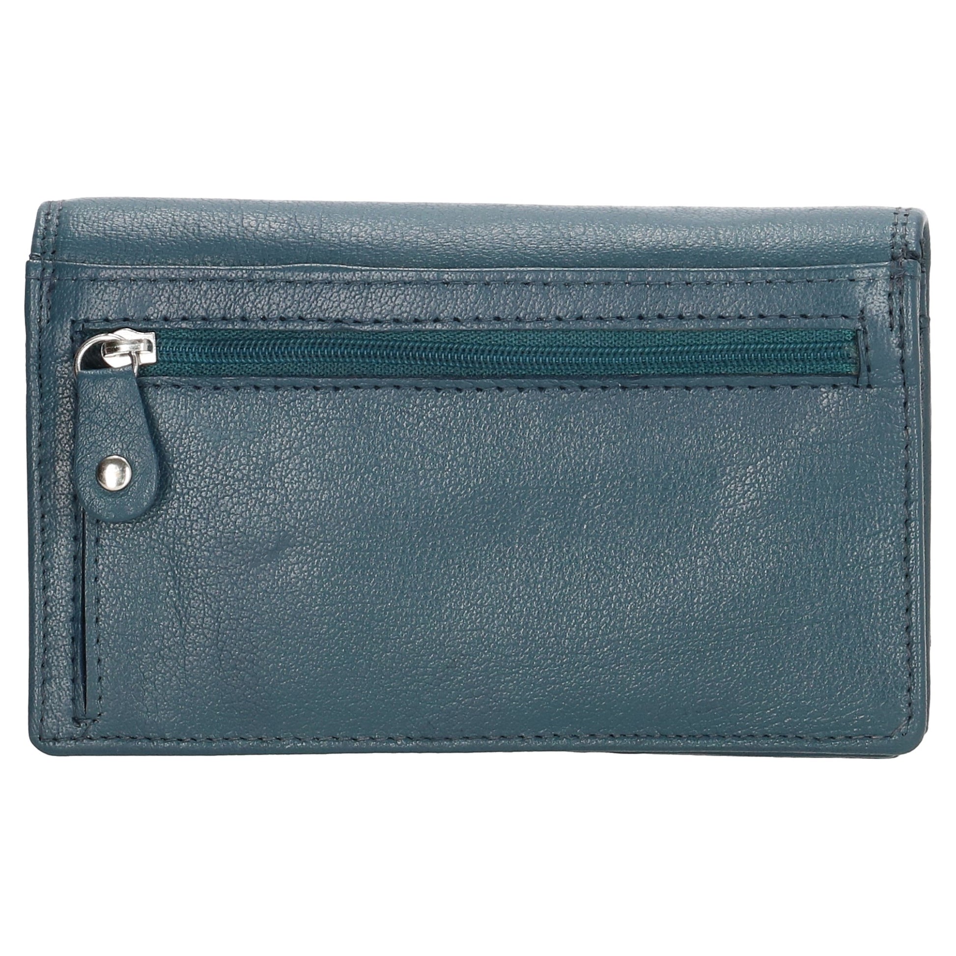 Lederbörse 16x9cm im Querformat in Jeansblau mit RFID - leder-accessoires.com