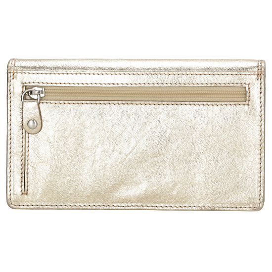 Lederbörse 16x9cm im Querformat in Gold mit RFID - leder-accessoires.com