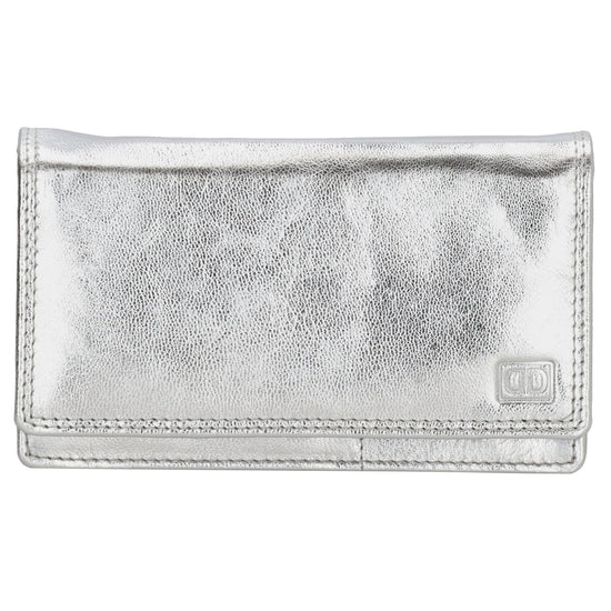 Lederbörse 16x9cm im Querformat in Silber mit RFID - leder-accessoires.com