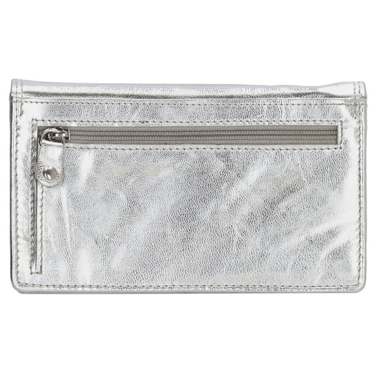 Lederbörse 16x9cm im Querformat in Silber mit RFID - leder-accessoires.com