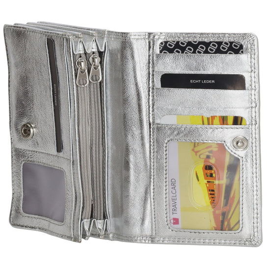 Lederbörse 16x9cm im Querformat in Silber mit RFID - leder-accessoires.com