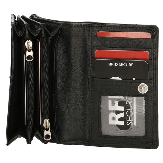Lederbörse 13x9cm im Querformat in Schwarz mit RFID - leder-accessoires.com
