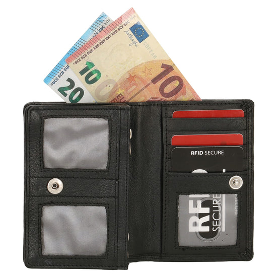 Lederbörse 13x9cm im Querformat in Schwarz mit RFID - leder-accessoires.com