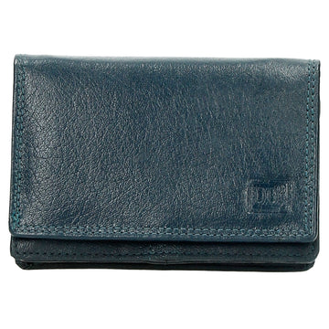 Lederbörse 13x9cm im Querformat in Jeansblau mit RFID