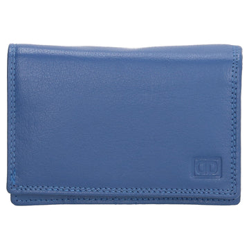 Lederbörse 13x9cm im Querformat in Blau mit RFID