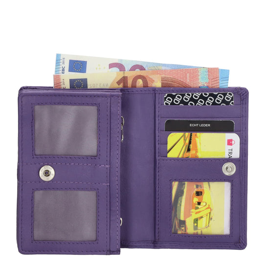 Lederbörse 13x9cm im Querformat in Lila mit RFID - leder-accessoires.com