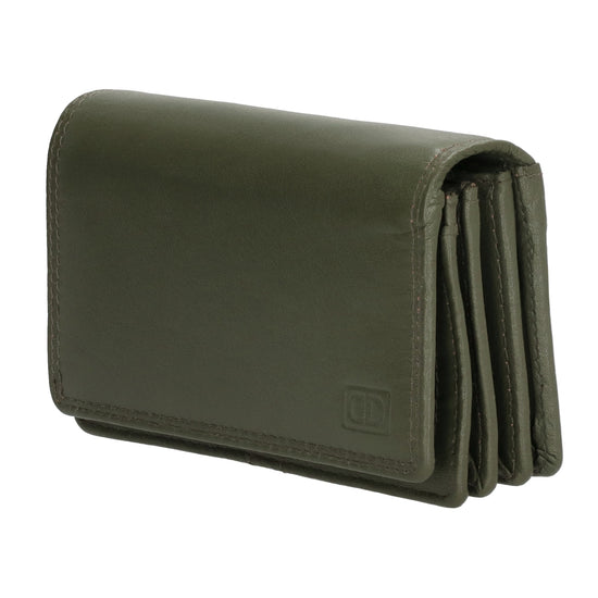 Lederbörse 13x9cm im Querformat in Olivgrün mit RFID - leder-accessoires.com