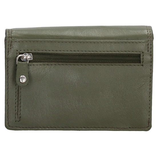 Lederbörse 13x9cm im Querformat in Olivgrün mit RFID - leder-accessoires.com