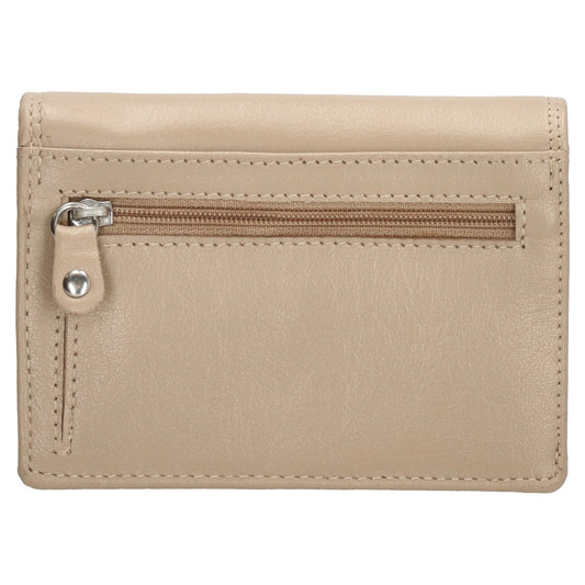 Lederbörse 13x9cm im Querformat in Beige mit RFID