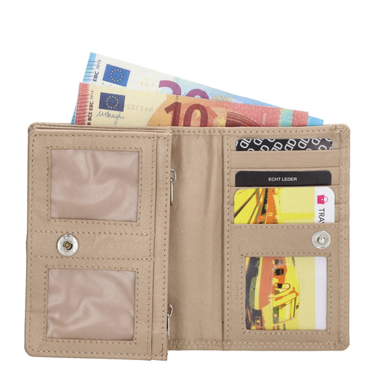 Lederbörse 13x9cm im Querformat in Beige mit RFID - leder-accessoires.com
