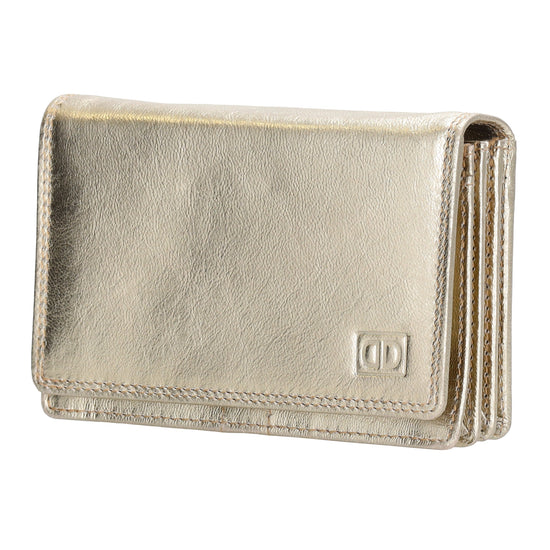 Lederbörse 13x9cm im Querformat in Gold mit RFID - leder-accessoires.com
