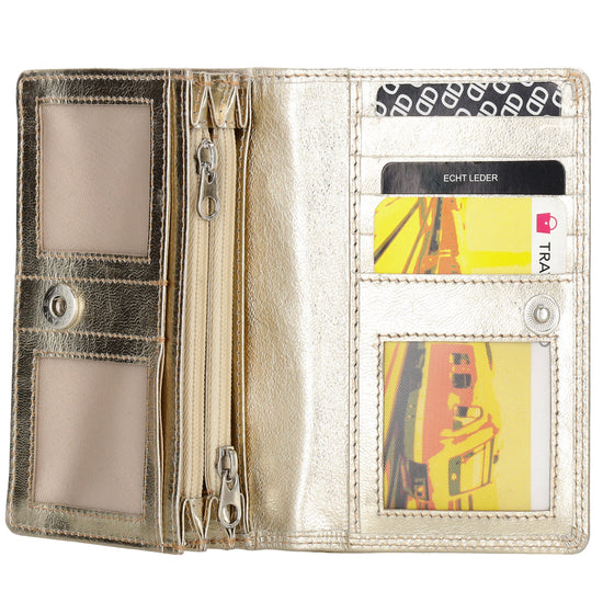 Lederbörse 13x9cm im Querformat in Gold mit RFID - leder-accessoires.com