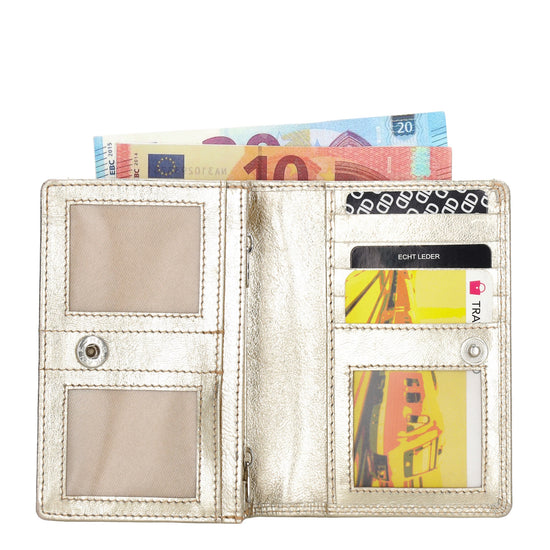 Lederbörse 13x9cm im Querformat in Gold mit RFID - leder-accessoires.com