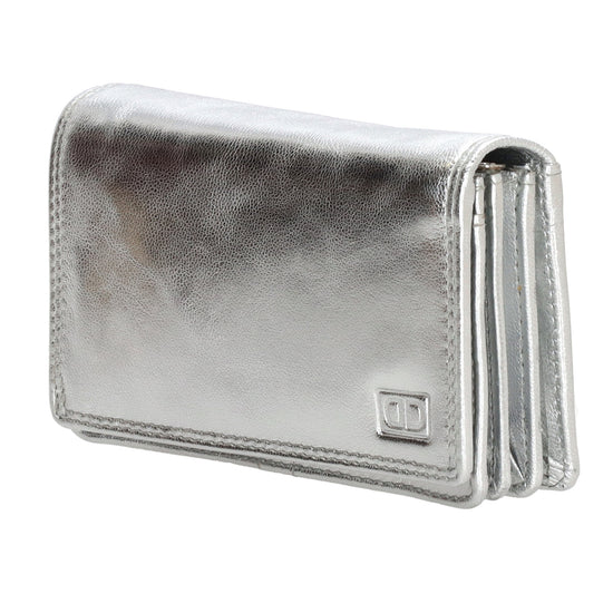Lederbörse 13x9cm im Querformat in Silber mit RFID - leder-accessoires.com