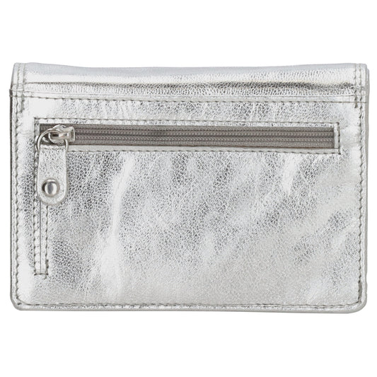 Lederbörse 13x9cm im Querformat in Silber mit RFID