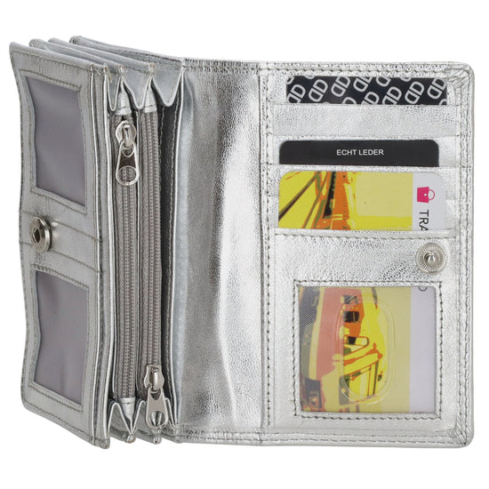 Lederbörse 13x9cm im Querformat in Silber mit RFID - leder-accessoires.com
