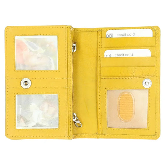 Lederbörse 13x9cm im Querformat in Gelb mit RFID - leder-accessoires.com