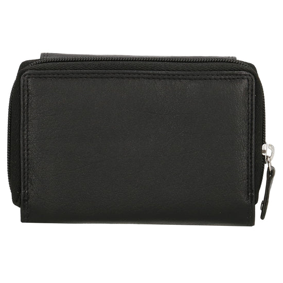Lederbörse 13x9cm mit Überschlag in Schwarz und RFID-Schutz - leder-accessoires.com