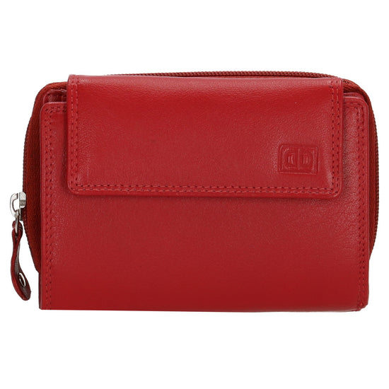 Lederbörse 13x9cm mit Überschlag in Rot und RFID-Schutz - leder-accessoires.com