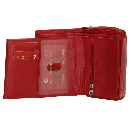 Lederbörse 13x9cm mit Überschlag in Rot und RFID-Schutz - leder-accessoires.com