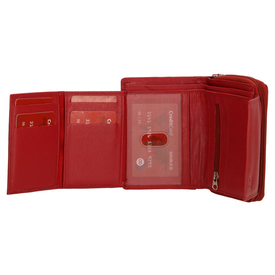 Lederbörse 13x9cm mit Überschlag in Rot und RFID-Schutz - leder-accessoires.com