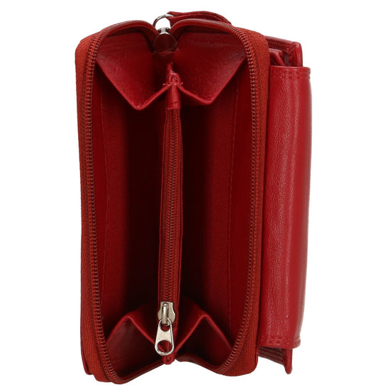 Lederbörse 13x9cm mit Überschlag in Rot und RFID-Schutz - leder-accessoires.com