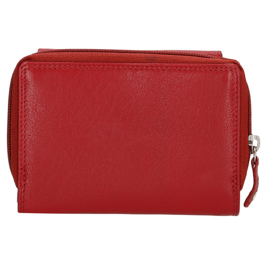 Lederbörse 13x9cm mit Überschlag in Rot und RFID-Schutz - leder-accessoires.com