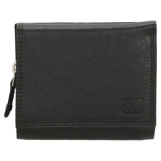 Lederbörse 10x9cm mit Überschlag in Schwarz und RFID-Schutz - leder-accessoires.com