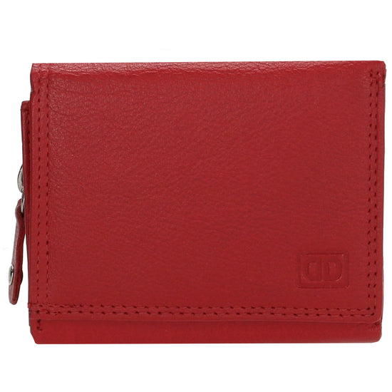 Lederbörse 10x9cm mit Überschlag in Rot und RFID-Schutz - leder-accessoires.com