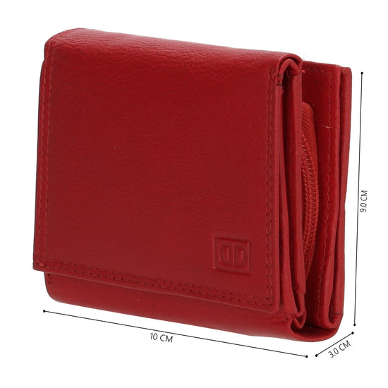Lederbörse 10x9cm mit Überschlag in Rot und RFID-Schutz - leder-accessoires.com