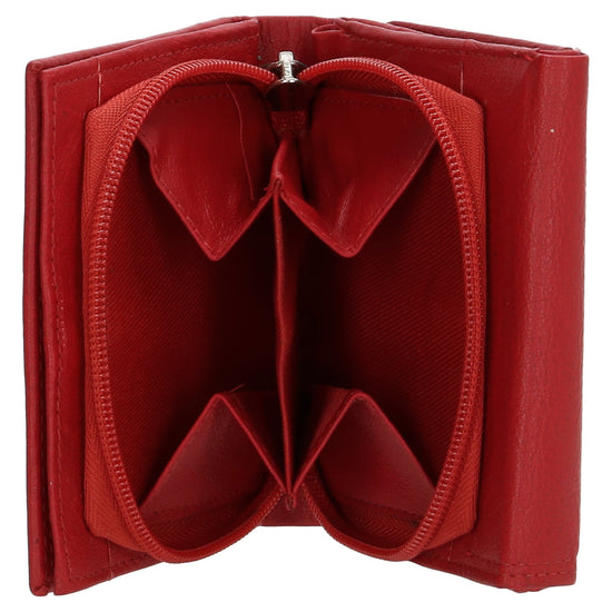 Lederbörse 10x9cm mit Überschlag in Rot und RFID-Schutz - leder-accessoires.com