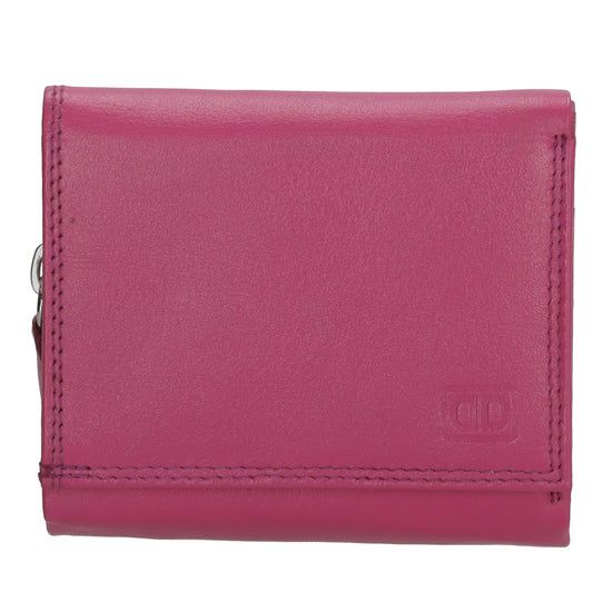 Lederbörse 10x9cm mit Überschlag in Fuchsia|Pink und RFID-Schutz - leder-accessoires.com