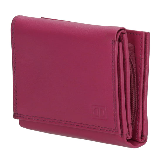 Lederbörse 10x9cm mit Überschlag in Fuchsia|Pink und RFID-Schutz - leder-accessoires.com