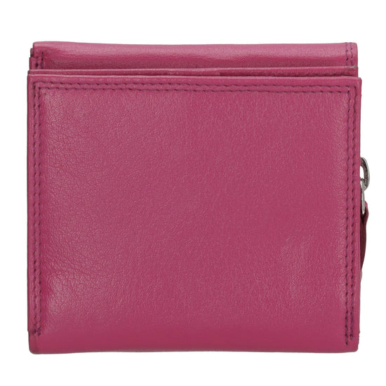 Lederbörse 10x9cm mit Überschlag in Fuchsia|Pink und RFID-Schutz - leder-accessoires.com