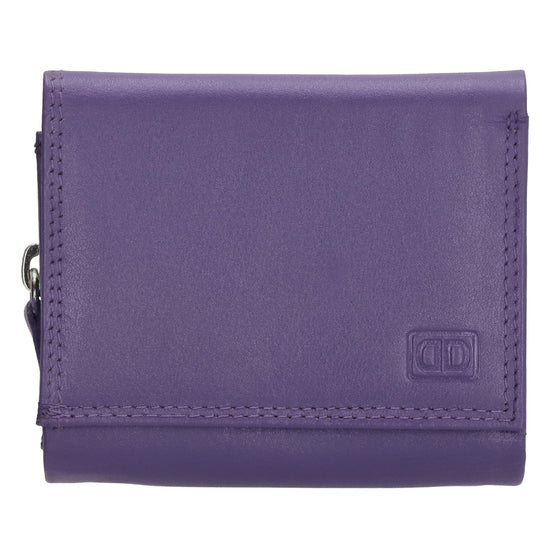Lederbörse 10x9cm mit Überschlag in Lila und RFID-Schutz - leder-accessoires.com