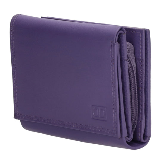 Lederbörse 10x9cm mit Überschlag in Lila und RFID-Schutz - leder-accessoires.com