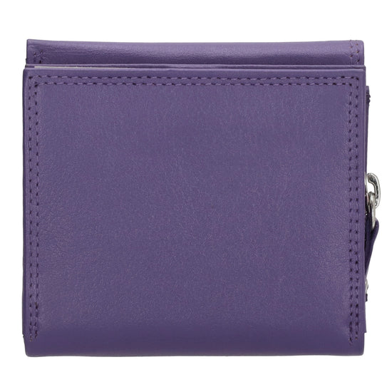 Lederbörse 10x9cm mit Überschlag in Lila und RFID-Schutz - leder-accessoires.com